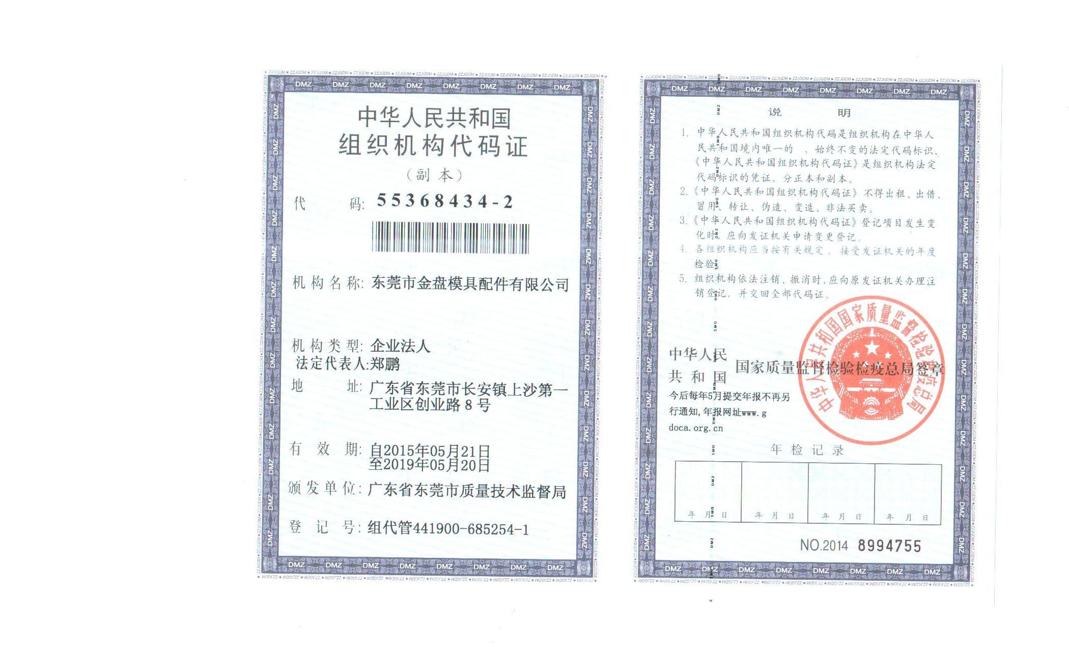 Organization Code Certificate